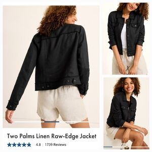 Tommy Bahama Two Palms Linen Raw-Edge Jacket - Black - Size Small